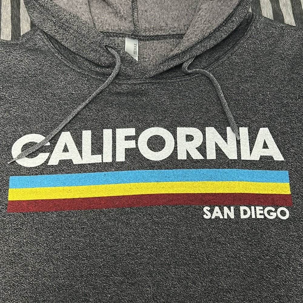 Teemax | Men’s Gray San Diego, California Hoodie Sweater | Size Medium - Picture 3 of 4